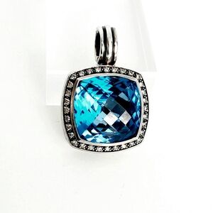 David Yurman 17mm Albion Hampton Blue Topaz Diamond Moonlight Ice Pendant